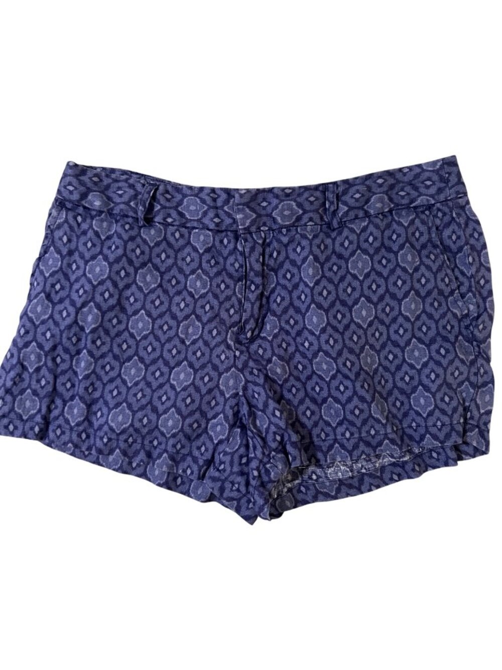 women's Cynthia Rowley linen shorts size 10 blue geometric